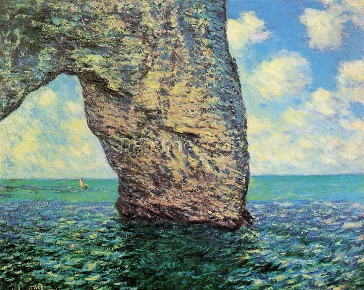 Impressionist Oil Painting of “The Manneport at High Tide” by Claude Monet, Custom Canvas Artwork from Dafen Village