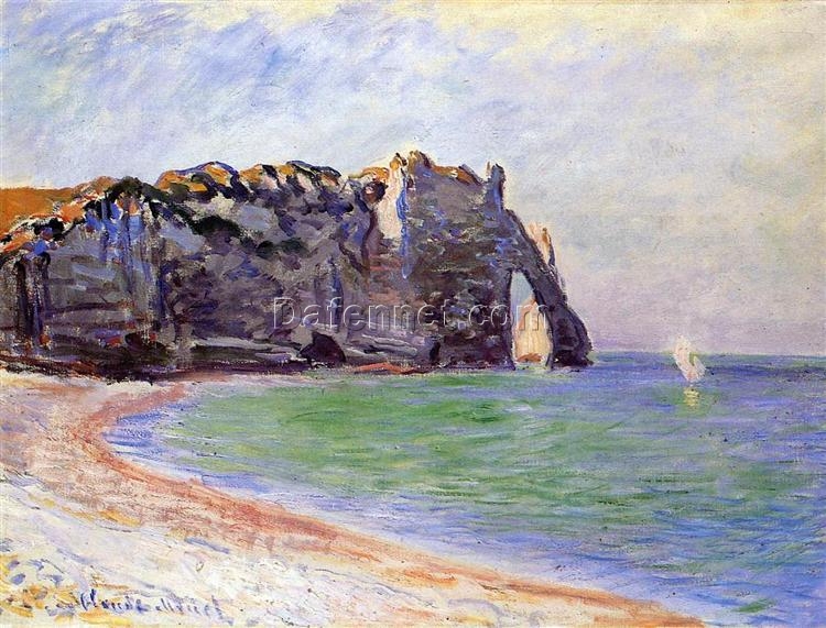 Impressionist Oil Painting of “The Manneport, Etretat, the Porte d’Aval” by Claude Monet, Custom Canvas Artwork from Dafen Village