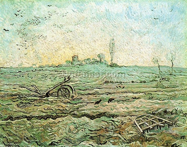 Authentic Van Gogh 1890 The Plough and the Harrow (after Millet) – Handcrafted Oil Painting Reproduction