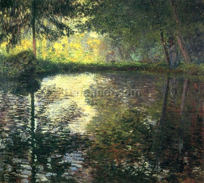 Impressionist Oil Painting of “The Pond at Montgeron” by Claude Monet, Custom Canvas Artwork from Dafen Village