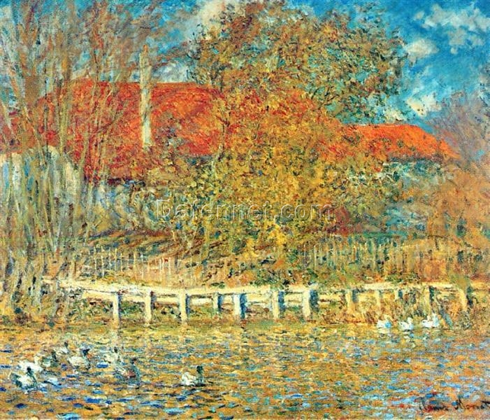 Claude Monet’s “The Pond with Ducks in Autumn” Oil Painting Reproduction, High-Quality Canvas Artwork from Dafen Village