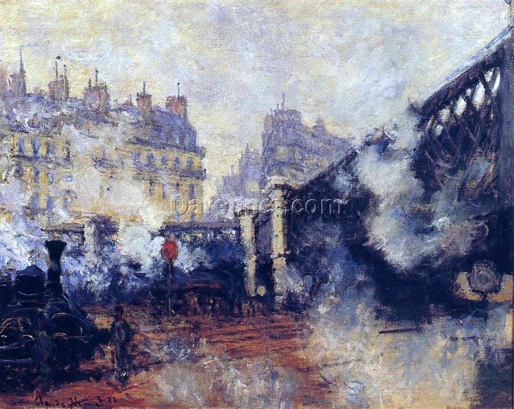 Hand-painted Oil Painting of “The Pont de l’Europe, Gare Saint-Lazare” by Claude Monet, Customizable Canvas Art from Dafen Village Studio