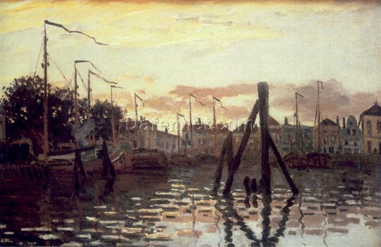 Claude Monet’s “The Port at Zaandam” – High-Quality Oil Painting Reproduction, Customizable Art from Dafen Village Studio