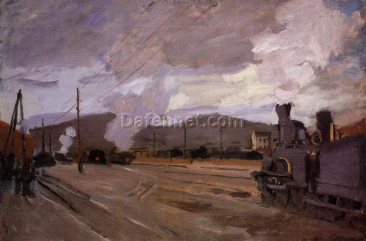 Claude Monet’s “The Railroad Station at Argenteuil” Oil Painting Reproduction, High-Quality Canvas Artwork from Dafen Village