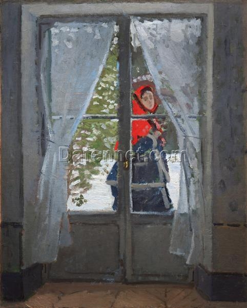 Claude Monet’s “The Red Cape (Madame Monet)” – High-Quality Oil Painting Reproduction, Customizable Art from Dafen Village Studio