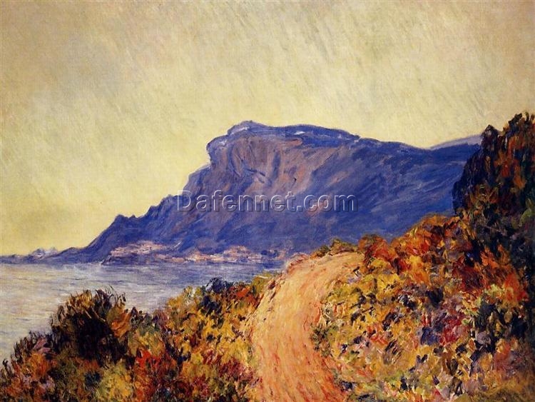 Impressionist Oil Painting of “The Red Road at Cap Martin, near Menton” by Claude Monet, Custom Canvas Artwork from Dafen Village