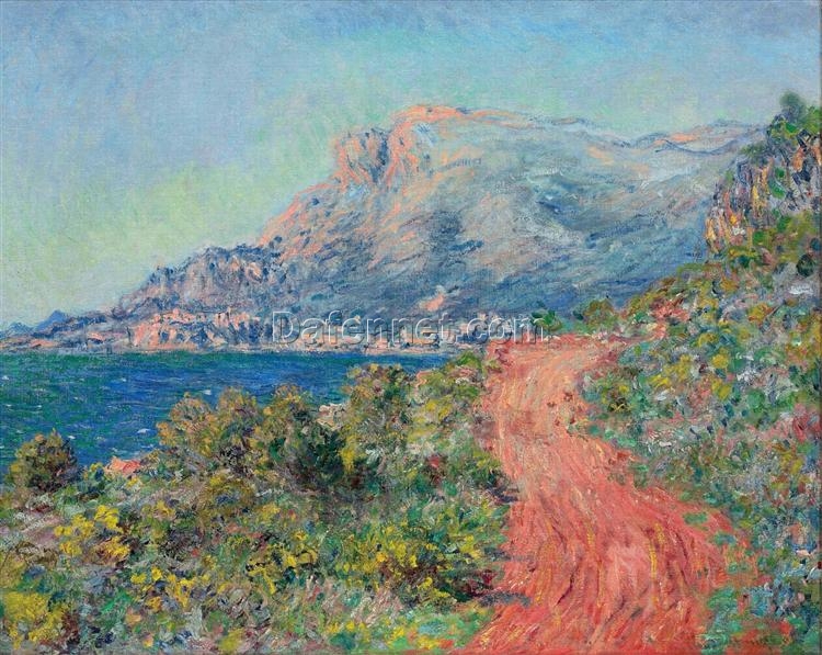 Impressionist Oil Painting of “The Red Road near Menton” by Claude Monet, Custom Canvas Artwork from Dafen Village