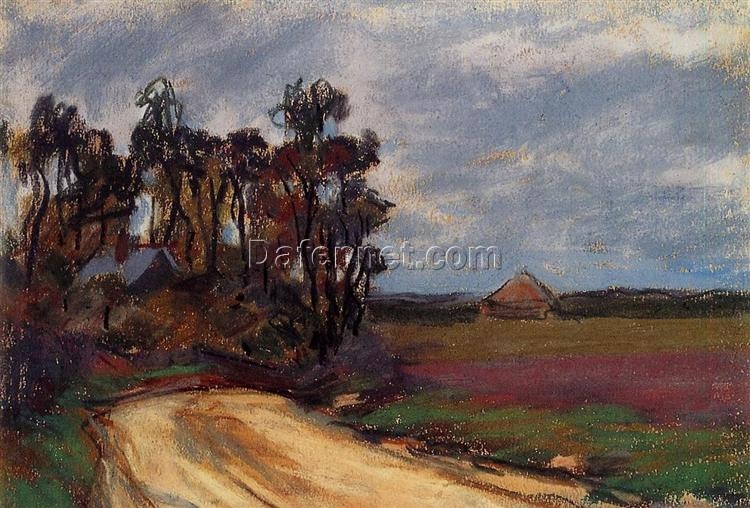 Impressionist Oil Painting of “The Road and the House” by Claude Monet, Custom Canvas Artwork from Dafen Village