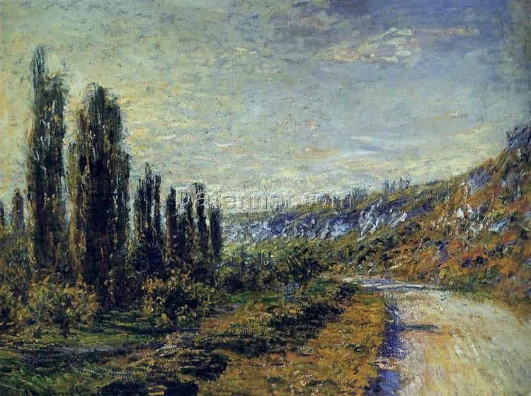 Original Hand-painted Monet Oil Painting – “The Road from Vetheuil,” Custom Canvas Art for Elegant Home or Office Decor