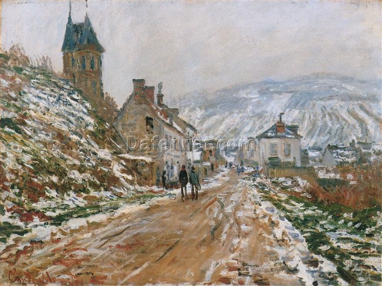 Claude Monet’s “The Road in Vetheuil in Winter” Oil Painting Reproduction, High-Quality Canvas Artwork from Dafen Village