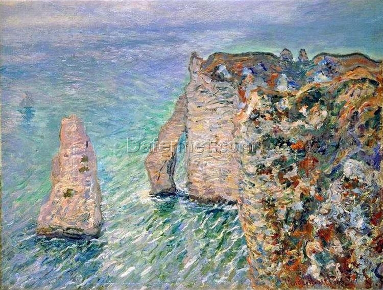 Impressionist Style Oil Painting of “The Rock Needle and the Porte d’Aval” by Claude Monet, Hand-painted Canvas Art from Dafen Village