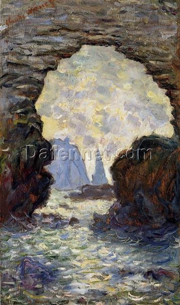 Claude Monet’s “The Rock Needle Seen through the Porte d’Aumont” – High-Quality Oil Painting Reproduction, Customizable Art from Dafen Village Studio