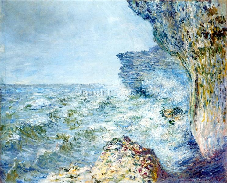 Original Oil Painting of “The Sea at Fécamp” by Claude Monet, Handcrafted Canvas Art for Home Decor from Dafen Village