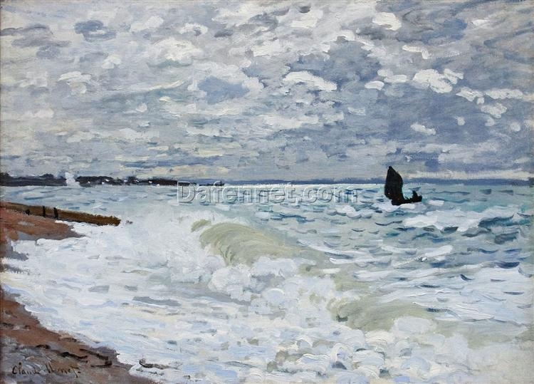 Original Oil Painting of “The Sea at Saint-Adresse” by Claude Monet, Handcrafted Canvas Art for Home Decor from Dafen Village