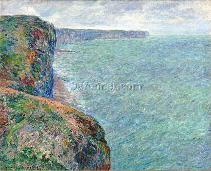 Original Oil Painting of “The Sea Seen from the Cliffs of Fécamp” by Claude Monet, Handcrafted Canvas Art for Home Decor from Dafen Village