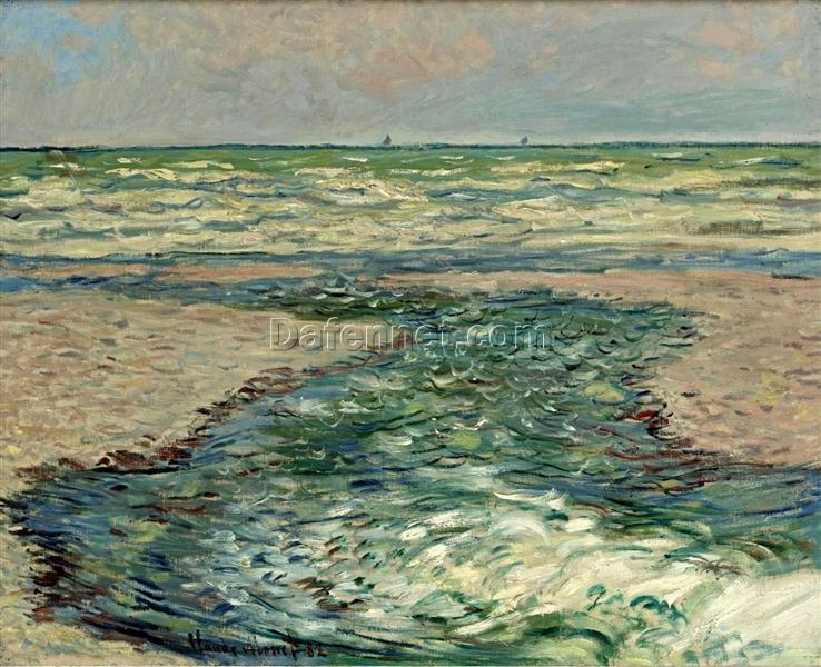 Reproduction of The Seacoast of Pourville, Low Tide by Claude Monet (1882) | High-Quality Custom Oil Painting from Dafen Village