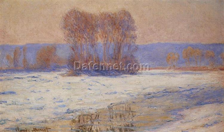 The Seine at Bennecourt, Winter (1893) by Claude Monet – High-Quality Handcrafted Oil Painting for Home Decor