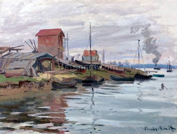 Impressionist Masterpiece The Seine at Petit-Gennevilliers (1872) by Claude Monet – Custom Oil Painting