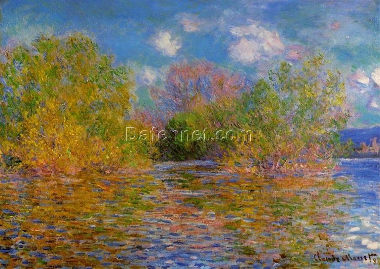 Premium Hand-Painted Reproduction of The Seine near Giverny by Claude Monet, Oil Painting from Dafen Village Artists