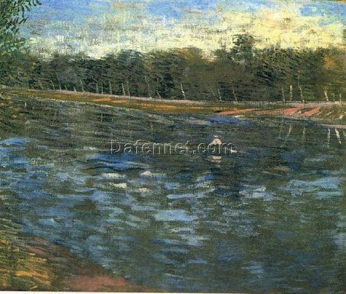 The Seine with a Rowing Boat by Van Gogh – 1887 Oil Painting Reproduction, High-Quality Canvas Art