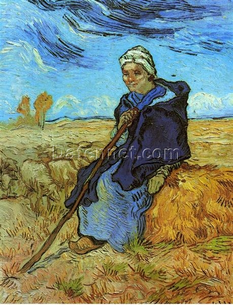 The Shepherdess (after Millet) by Van Gogh – 1889 Oil Painting Reproduction, High-Quality Canvas Art