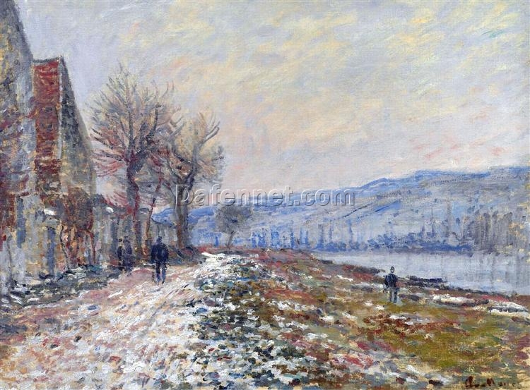 Hand-Painted Reproduction of The Seine at Lavacourt, Effect of Snow by Claude Monet – Premium Quality Oil Painting from Dafen Village Studio