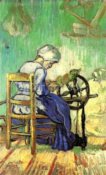 The Spinner (after Millet) by Van Gogh – 1889 Oil Painting Reproduction, High-Quality Canvas Art