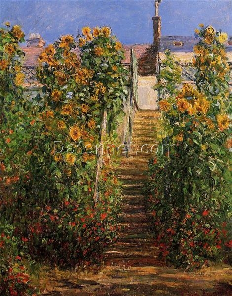 Claude Monet The Steps at Vetheuil – Custom 1881 Oil Painting Reproduction – Premium Quality by Dafen Village Studio