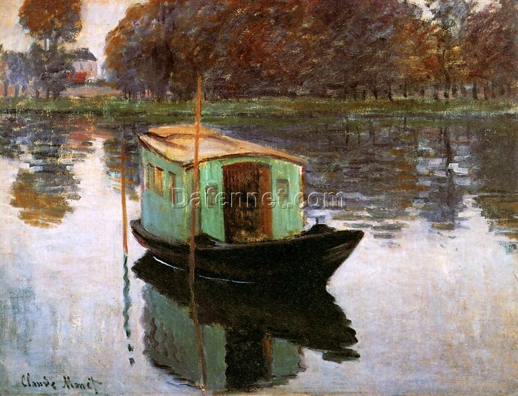 Impressionist Masterpiece: Claude Monet The Studio-Boat 1874 – Hand-Painted Oil Painting by Dafen Village Artists