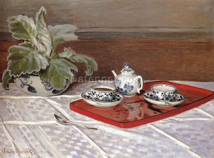 Claude Monet The Tea Set 1872 Impressionist Oil Painting – Hand-Painted Reproduction for Elegant Home Decor from Dafen Village Studio