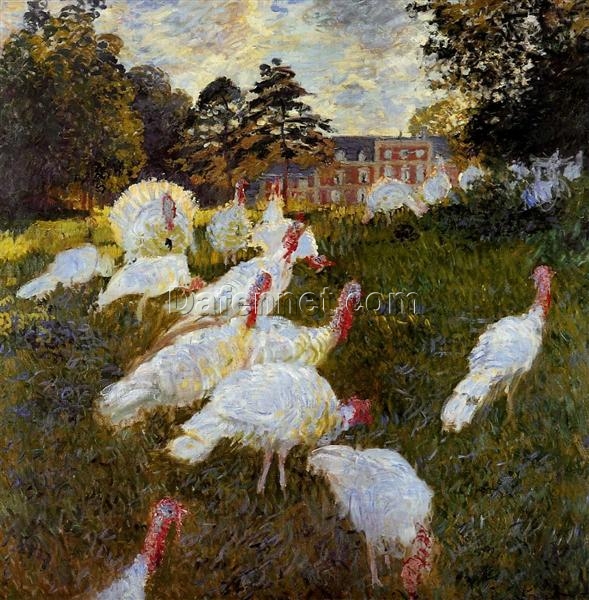 Stunning Hand-Painted The Turkeys by Claude Monet (1876) – Custom Impressionist Oil Painting, Dafen Village