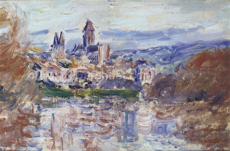 Hand-Painted Claude Monet Le Village de Vétheuil 1879 Reproduction | Original Impressionist Village Landscape from Dafen Village Studio