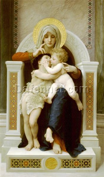 Custom Oil Painting of Bouguereau’s “The Virgin, Jesus and Saint John Baptist” | Elegant 1875 Artwork from Dafen Village