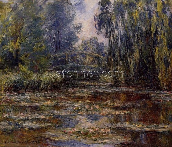 Hand-Painted Water Lily Pond and Bridge (1905) by Claude Monet – Stunning Fine Art Reproduction for Modern Interiors