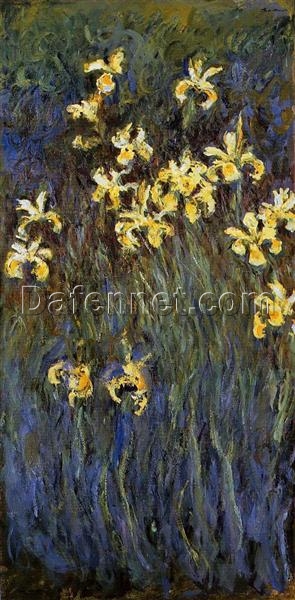 Hand-Painted The Yellow Irises by Claude Monet (1914-1917) – Elegant Impressionist Flower Painting from Dafen Village Studio