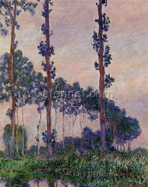 Monet’s Three Trees in Grey Weather – 1891 Impressionist Oil Painting, Expertly Crafted by Dafen Village Artists