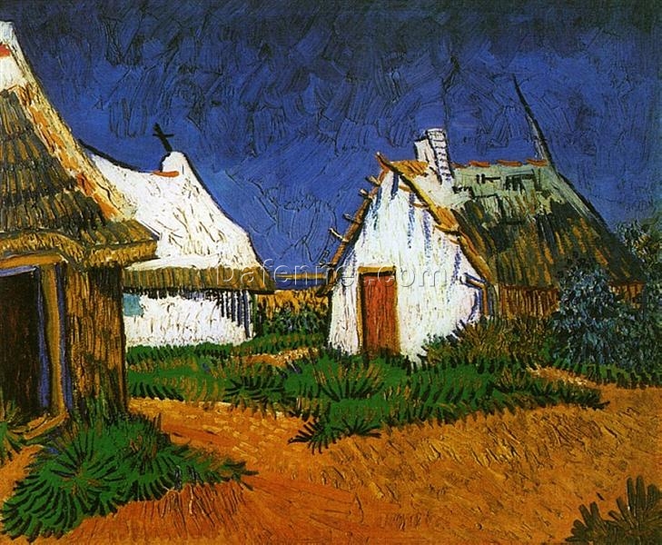 Three White Cottages in Saintes-Maries (1888) by Van Gogh – Hand-Painted Oil Painting Reproduction from Dafen Village