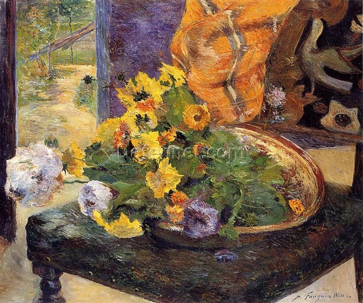 To Make a Bouquet” by Paul Gauguin 1880 – Hand-Painted Oil Painting Reproduction | Floral Still Life Artwork