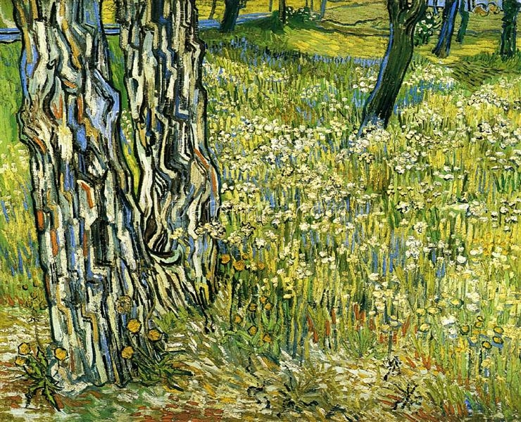 Authentic Van Gogh 1890 Tree Trunks in the Grass – Handcrafted Oil Painting Reproduction