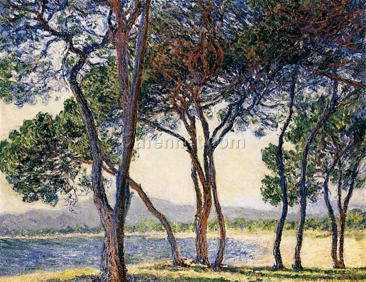 Hand-Painted Impressionist Oil Painting of ‘Trees by the Seashore at Antibes’ (1888) – Unique Reproduction by Dafen Village Artists