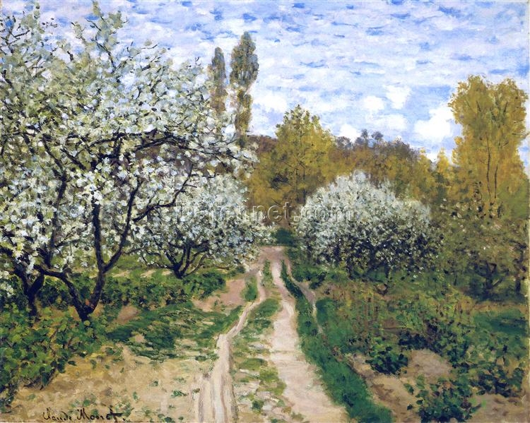 Claude Monet’s Trees in Bloom (1872) – Brighten Your Home with an Impressionist Oil Painting from Dafen Village Studio