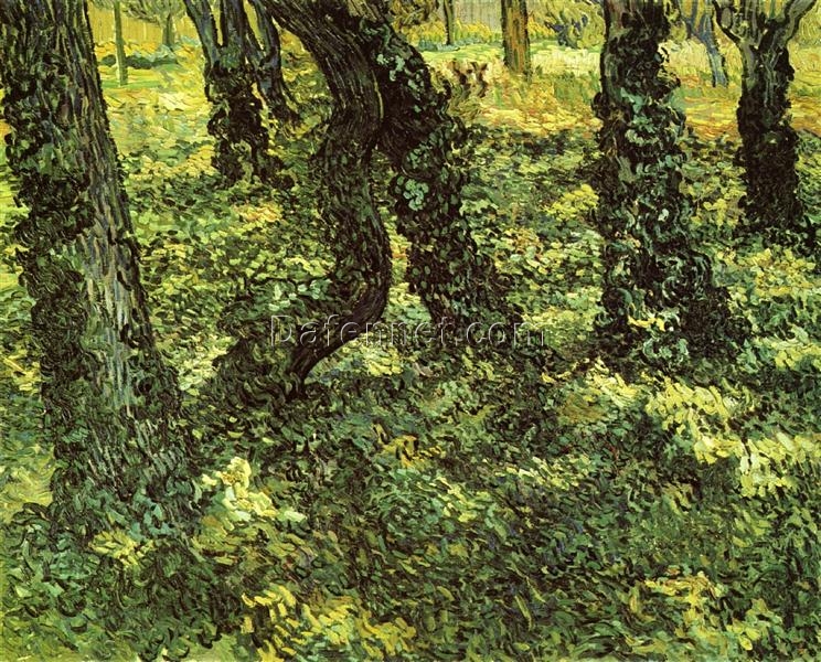 Buy Van Gogh Trunks of Trees with Ivy – 1889 Custom Oil Painting Reproduction for Home Decor