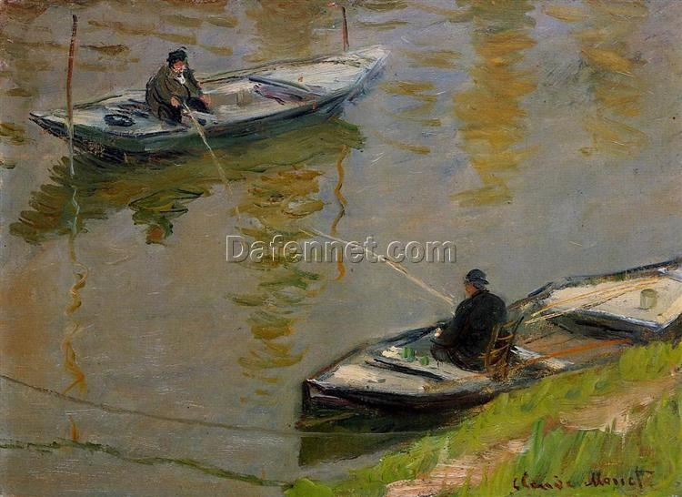 Authentic Claude Monet Two Anglers (1882) Oil Painting Reproduction – High-Quality Custom Art from Dafen Village Studio