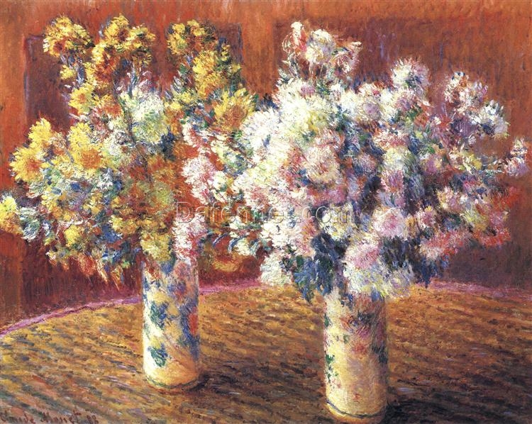 Claude Monet Two Vases with Chrysanthemums 1888 – Original Oil Painting Reproduction by Dafen Village Artists