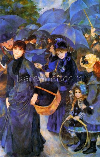 Buy Renoir “Umbrellas” (1885-1886) – Custom Oil Painting Reproduction of Timeless Impressionist Artwork with Figures in the Rain