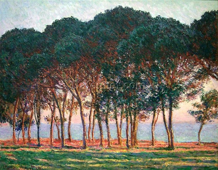 Custom Oil Painting of Under the Pine Trees at the End of the Day by Claude Monet (1888), Impressionist Art from Dafen Village Studio