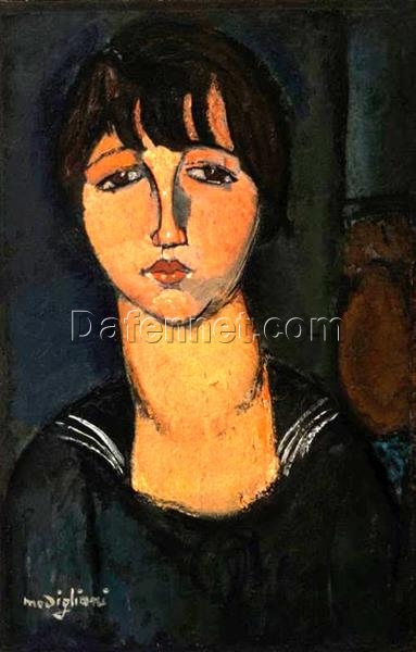 La ragazza col bavero alla marinara” by Amedeo Modigliani – Hand-Painted Oil Painting Reproduction | Fine Art Canvas from Dafen Village