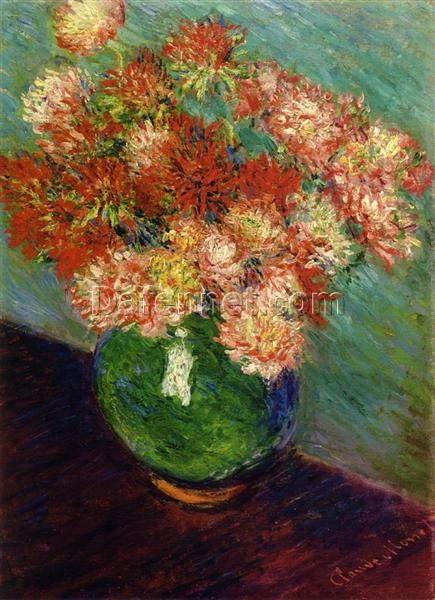 Vase of Chrysanthemums by Claude Monet – Stunning Reproduction of 1882-1883 Impressionist Masterpiece