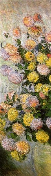 Vase of Dahlias by Claude Monet – Beautiful Hand-Painted Reproduction of 1883 Floral Oil Painting | Dafen Village Studio