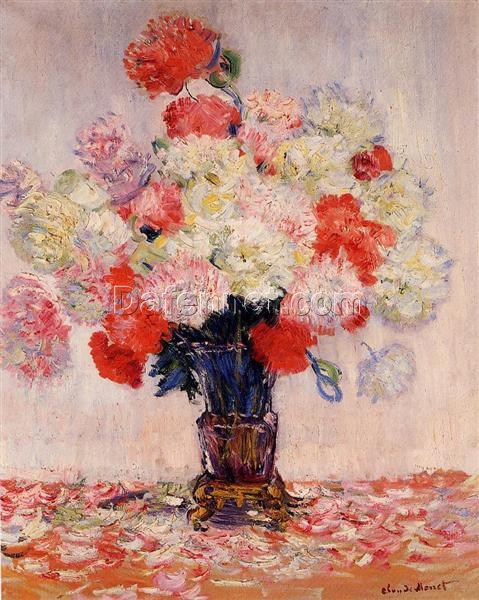 Vase of Peonies by Claude Monet – Fine Reproduction of the 1882 Floral Still Life – Dafen Village Oil Painting Studio